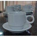 Ver imagem 4 de Jogo 6 Xícaras de Café e Chá com Pires - 150ml Empilháveis - Kit Porcelana Branca