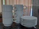 Ver imagem 2 de Jogo 6 Xícaras de Café e Chá com Pires - 150ml Empilháveis - Kit Porcelana Branca