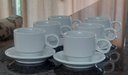 Ver imagem 3 de Jogo 6 Xícaras de Café e Chá com Pires - 150ml Empilháveis - Kit Porcelana Branca