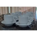 Ver imagem 5 de Jogo 6 Xícaras de Café e Chá com Pires - 150ml Empilháveis - Kit Porcelana Branca