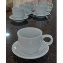 Ver imagem 6 de Jogo 6 Xícaras de Café e Chá com Pires - 150ml Empilháveis - Kit Porcelana Branca