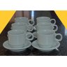 Jogo 6 Xícaras de Café e Chá com Pires - 150ml Empilháveis - Kit Porcelana Branca - 1