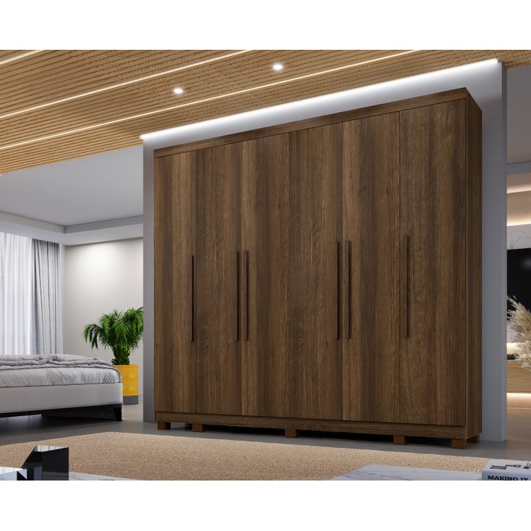 Guarda Roupa Casal 6 Portas Atlanta Benetil Moveis IMBUIA