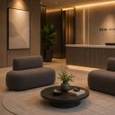 Ver imagem 2 de Sofá Fit 120cm 2 Lugares Moderno Sala Consultório:Cinza Escuro/Bouclé