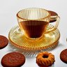 Jogo de Xícaras com Pires Graffiato para Café em Vidro Âmbar 90ml - 12 Peças - 3