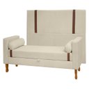 Ver imagem 1 de Kit Cabeceira e Calçadeira Baú para Cama Box Casal Queen Size 160cm Bouclê Bege