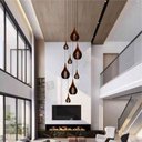 Ver imagem 3 de Lustre Pendente Para Sala Pé direito Duplo Rain Marrom