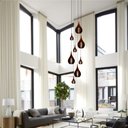 Ver imagem 2 de Lustre Pendente Para Sala Pé direito Duplo Rain Marrom