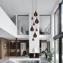 Ver imagem 4 de Lustre Pendente Para Sala Pé direito Duplo Rain Marrom