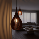 Ver imagem 3 de Lustre Pendente para Sala Pé Direito Duplo Rain Marrom
