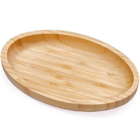 24 Bandejas Bambu Oval Travessa 23x15cm Plasvale Petisqueiras Multiuso Restaurante
