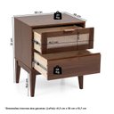 Ver imagem 3 de Mesa de Cabeceira 2 Gavetas Madeira Maciça com Palha Sintética Siena Marrom