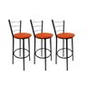 Kit 3 Banqueta Alta Preta Cozinha Gourmet Americana Balcão:laranja - 1