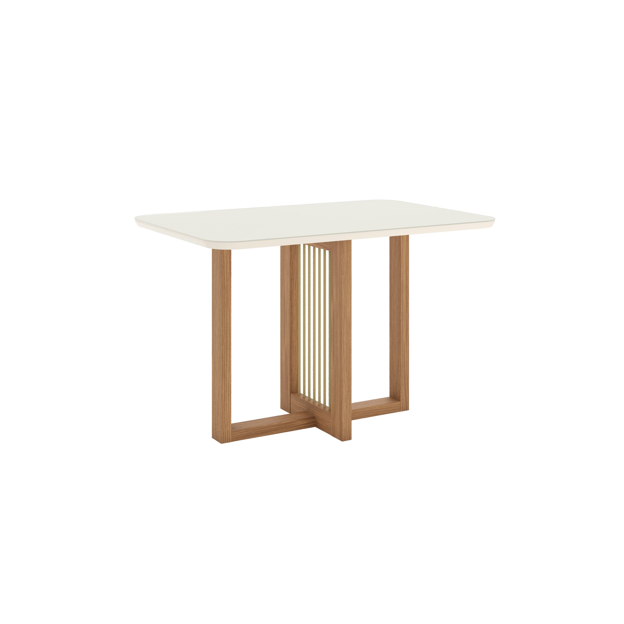 Mesa de Jantar 4 Lugares 120cm Tampo MDF com Vidro Canto Arredondado Natalí - 2