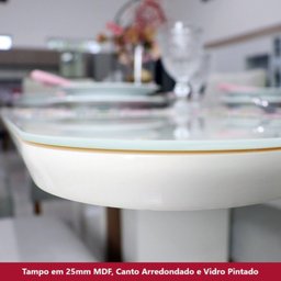 Mesa de Jantar 4 Lugares 120cm Tampo MDF com Vidro Canto Arredondado Natalí - 5