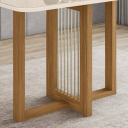 Mesa de Jantar 4 Lugares 120cm Tampo MDF com Vidro Canto Arredondado Natalí - 4
