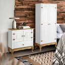 Ver imagem 1 de Kit Quarto Rústico Guarda Roupa e Cômoda Madeira Maciça Branco Garapa 4000 4002 Shop Jm