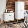 Kit Quarto Rústico Guarda Roupa e Cômoda Madeira Maciça Branco Garapa 4000 4002 Shop Jm - 1