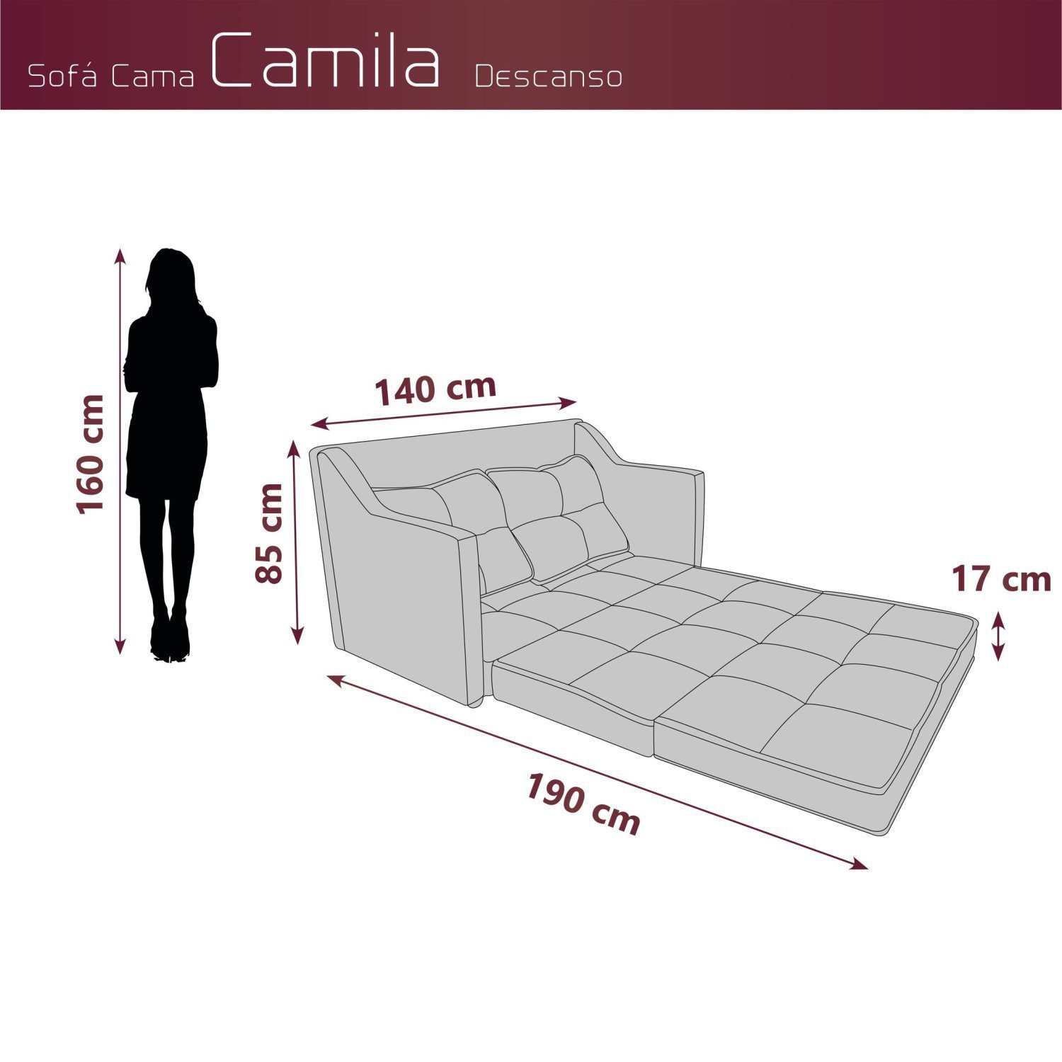 Sofá Cama 2 Lugares Camila Matrix MadeiraMadeira