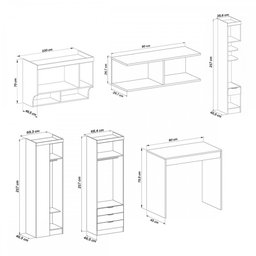 Quarto Completo Solteiro com Escrivaninha Infinity 6 Portas 5 Gavetas Branco/blush - Móveis Castro - 4 Quarto Completo Solteiro com Escrivaninha Infinity 6 Portas 5 Gavetas Branco/blush - Móveis Castro - 4