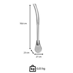 Bomba de Chimarrão Tramontina Ilex em Aço Inox sem Rosca 19cm Pico de Loro 61772100 - 3