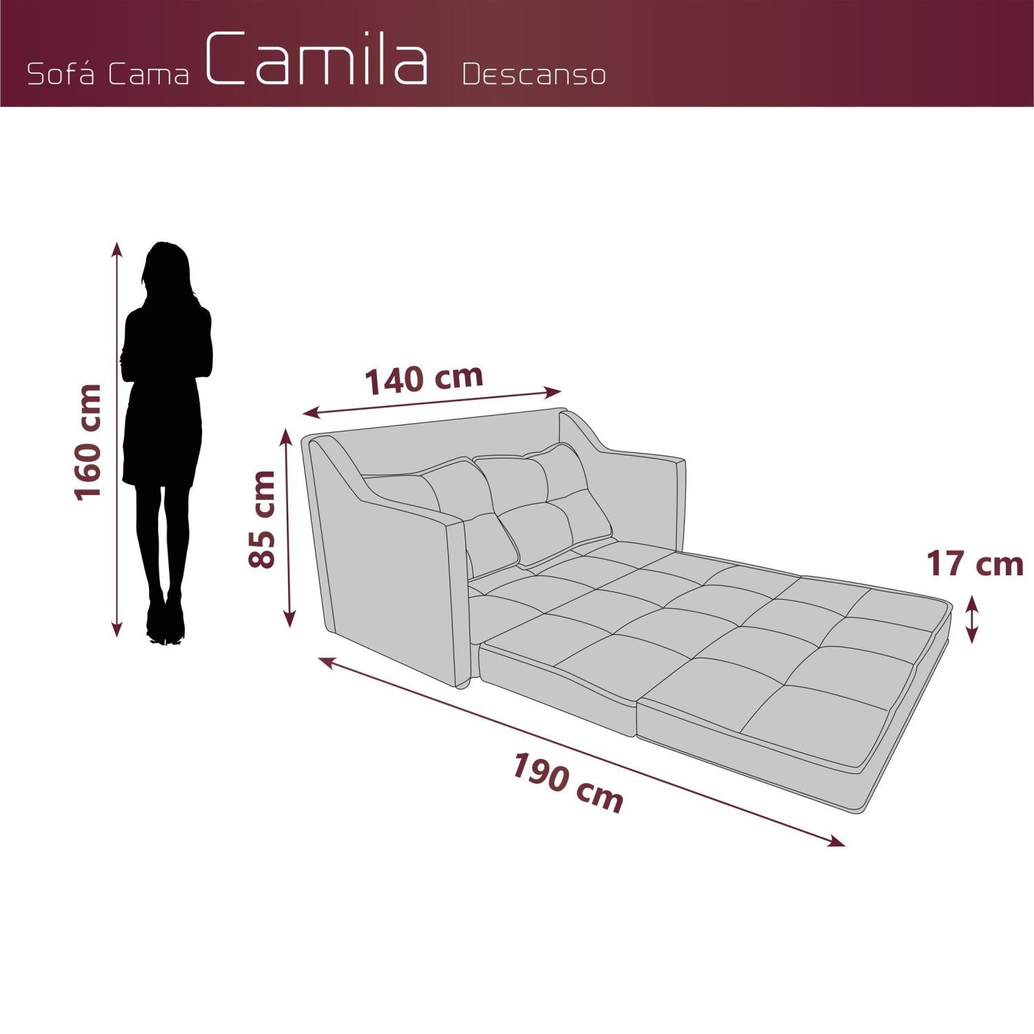 Sofá Cama 2 Lugares Camila Matrix - 3