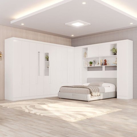 Guarda-Roupa Casal Modulado Portofino 13 Portas 4 Gavetas com Espelho Branco - Pnr Móveis