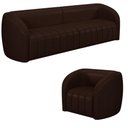 Ver imagem 2 de Conjunto Sala de Estar Sofá 292cm 4 Lugares e Poltrona Adam PU Marrom G45 - Gran Belo Conjunto Adam
