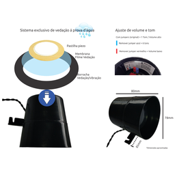 Sirene Bivolt para Alarme Prova D'água Ajuste Volume e Tom - 2