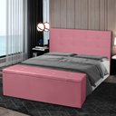 Ver imagem 2 de Kit Cabeceira e Calçadeira Baú Queen 1,60m Berlim Suede Rosa - Pallazio