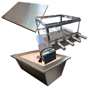 Kit Braseiro Inox 60x50 + Tampa + Grill Giratório 4 Espetos Adicionar Aos Favoritos