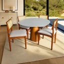Ver imagem 1 de Mesa de Jantar Redonda 120cm Laca Branca - Base Cone Freijó