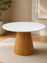 Ver imagem 3 de Mesa de Jantar Redonda 120cm Laca Branca - Base Cone Freijó