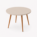 Ver imagem 1 de Mesa Jantar Sofia Redonda 80cm Linho Fendi 18mm Pés de Madeira Natural Marin