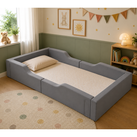 Cama Infantil Solteiro Acolchoada com Proteção Lateral com Colchão Incluso 188x88