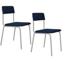 Ver imagem 1 de Kit 02 Cadeiras Estofada para Sala de Jantar Sense Branco C01 Linho Azul Escuro - Lyam Decor