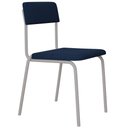 Ver imagem 5 de Kit 02 Cadeiras Estofada para Sala de Jantar Sense Branco C01 Linho Azul Escuro - Lyam Decor