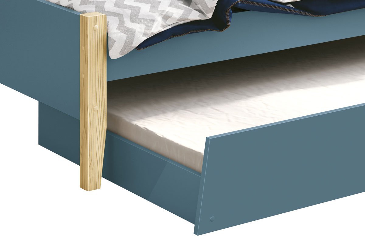 Cama Babá Solteiro com Auxiliar Simba Azul Fosco com Natural - MoveisAqui - 3