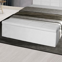 Baú Raissa 100Cm Calçadeira Estofada Suede Branco - 1