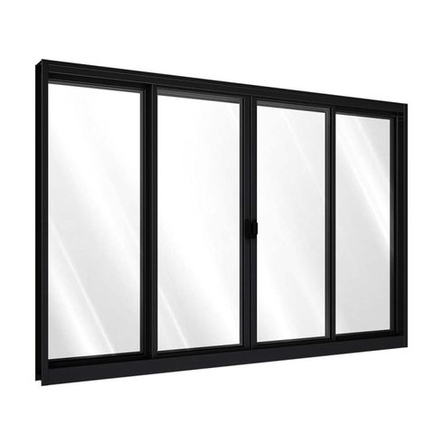 Janela de Correr Central Alumínio 4 Folhas 100x150cm Preto Riobras Central