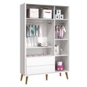 Ver imagem 3 de Quarto de Bebê 3 Portas e Cômoda Gaveteiro Theo Branco Pés Amadeirados com Colchão Gazin ?