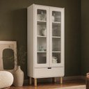 Ver imagem 4 de Cristaleira para Sala de Jantar 2 Portas Vidro 1 Gaveta Nordic A03 Off White Roble - Lyam Decor