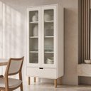 Ver imagem 3 de Cristaleira para Sala de Jantar 2 Portas Vidro 1 Gaveta Nordic A03 Off White Roble - Lyam Decor