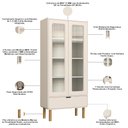 Ver imagem 5 de Cristaleira para Sala de Jantar 2 Portas Vidro 1 Gaveta Nordic A03 Off White Roble - Lyam Decor