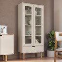 Ver imagem 1 de Cristaleira para Sala de Jantar 2 Portas Vidro 1 Gaveta Nordic A03 Off White Roble - Lyam Decor