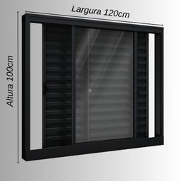 Janela de Alumínio Veneziana de Correr Lateral 3 Folhas Móveis 100x120cm Riobras - 2