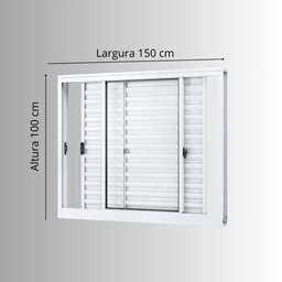 Janela de Alumínio Veneziana de Correr Lateral 3 Folhas Móveis 100x150cm Riobras - 8