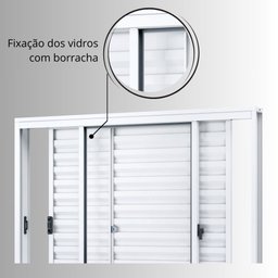 Janela de Alumínio Veneziana de Correr Lateral 3 Folhas Móveis 100x150cm Riobras - 4