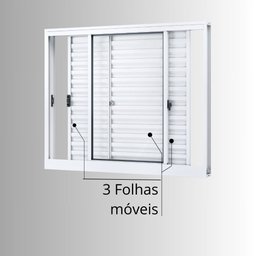 Janela de Alumínio Veneziana de Correr Lateral 3 Folhas Móveis 100x150cm Riobras - 7