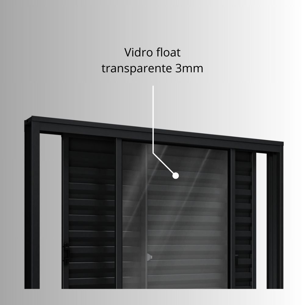 Janela de Alumínio Veneziana de Correr Lateral 3 Folhas Móveis 100x150cm Riobras - 5